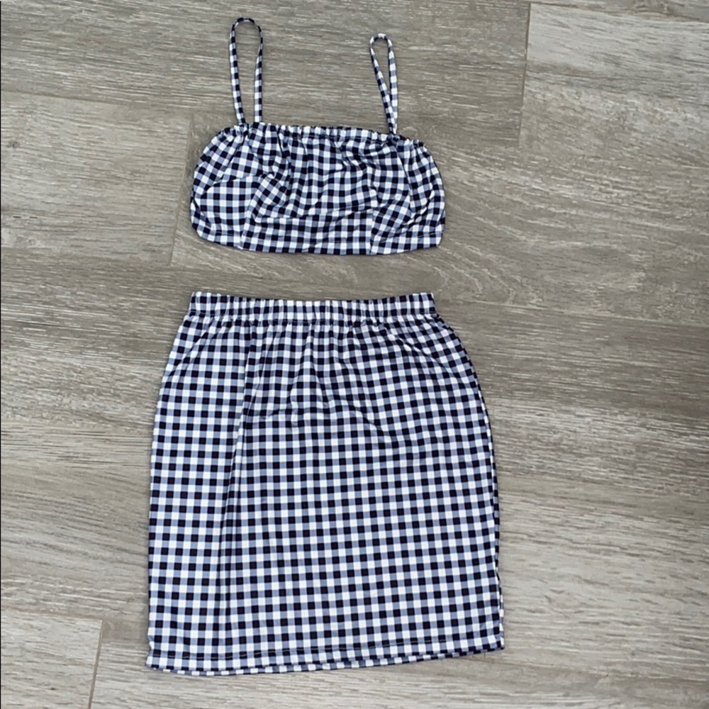Gingham Cami Top & Skirt Set
